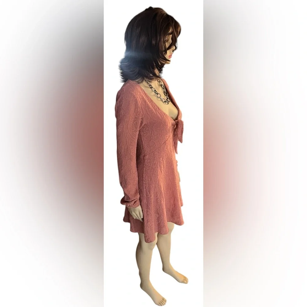 Hostess Pick 🥳💥 Chic Rust Textured Long Sleeve Dress by Free People